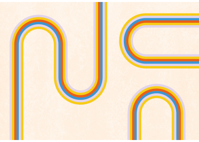 Фототапет Ретро линии в топли слънчеви цветове